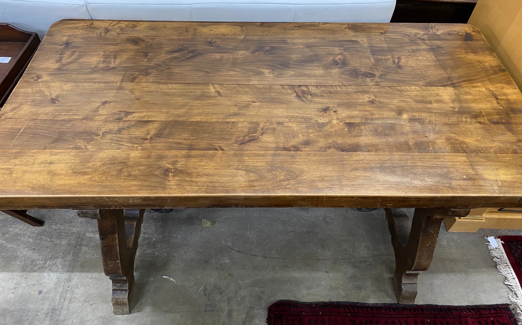 An 18th century style Spanish rectangular walnut refectory table, length 160cm, depth 79cm, height 78cm